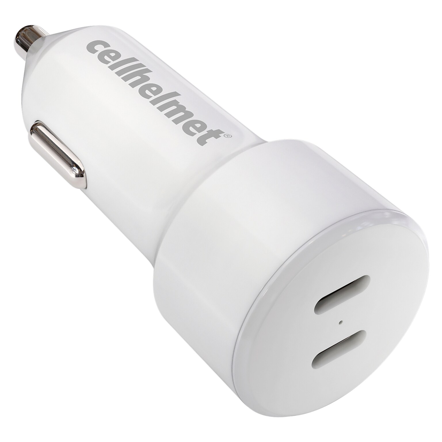 cellhelmet Dual-Port USB-C Power Delivery Car Charger, 20-Watt, White (CAR-PD-20W-C-C)