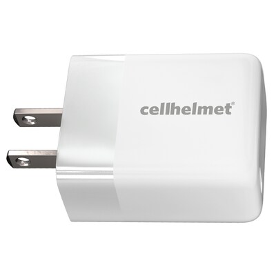 cellhelmet Single-USB Power Delivery Wall Charger with USB-C to USB-C Round Cable, 3 ft., 25-Watt, White (WALL-PD-25W+R-C)