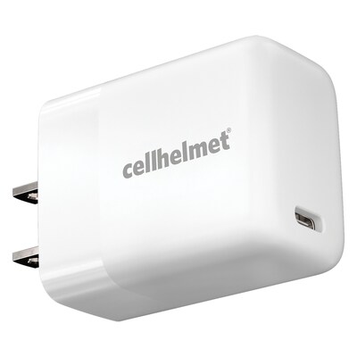 cellhelmet Single-USB Power Delivery Wall Charger with USB-C to USB-C Round Cable, 3 ft., 25-Watt, White (WALL-PD-25W+R-C)