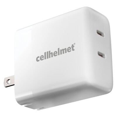 cellhelmet Dual Wall Black Charger with 2 USB-C Ports, 20-Watt, White (WALL-PD-20W-C-C)