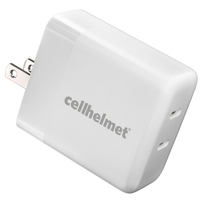 cellhelmet Dual Wall Black Charger with 2 USB-C Ports, 20-Watt, White (WALL-PD-20W-C-C)