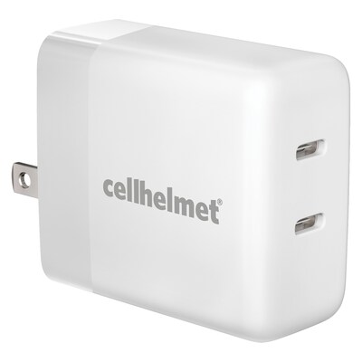 cellhelmet Dual Wall Black Charger with 2 USB-C Ports, 20-Watt, White (WALL-PD-20W-C-C)