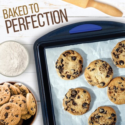 NutriChef 10-Piece Nonstick Carbon Steel Baking Pan Set with Silicone Handles Blue (NCBK10S)