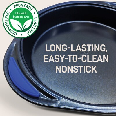NutriChef 10-Piece Nonstick Carbon Steel Baking Pan Set with Silicone Handles Blue (NCBK10S)