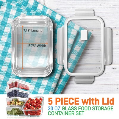 10-Piece Stackable Borosilicate Glass Food Storage Containers Set