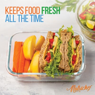 Nutrichef 10-Piece Stackable Borosilicate Glass Food Storage Containers Set