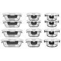 NutriChef Stackable Borosilicate Glass Food Storage Containers Set, 24-Piece (NCGLGY)