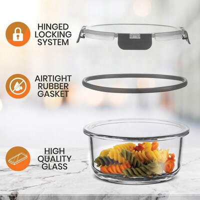 NutriChef Stackable Borosilicate Glass Food Storage Containers Set, 24-Piece (NCGLGY)