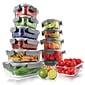 NutriChef Stackable Borosilicate Glass Food Storage Containers Set, 24-Piece (NCGLGY)