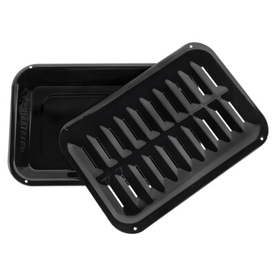 Certified Appliance Accessories Heavy-Duty Porcelain 8.5-In. x 12.75-In. Broiler Pan & Grill Set Black (50008)