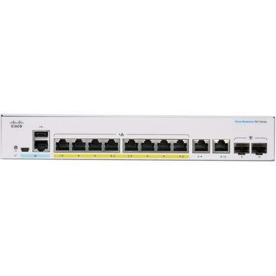 Cisco 350 CBS350-8FP-2G-NA 10 Ports Gigabit Ethernet Rack Mountable Switch