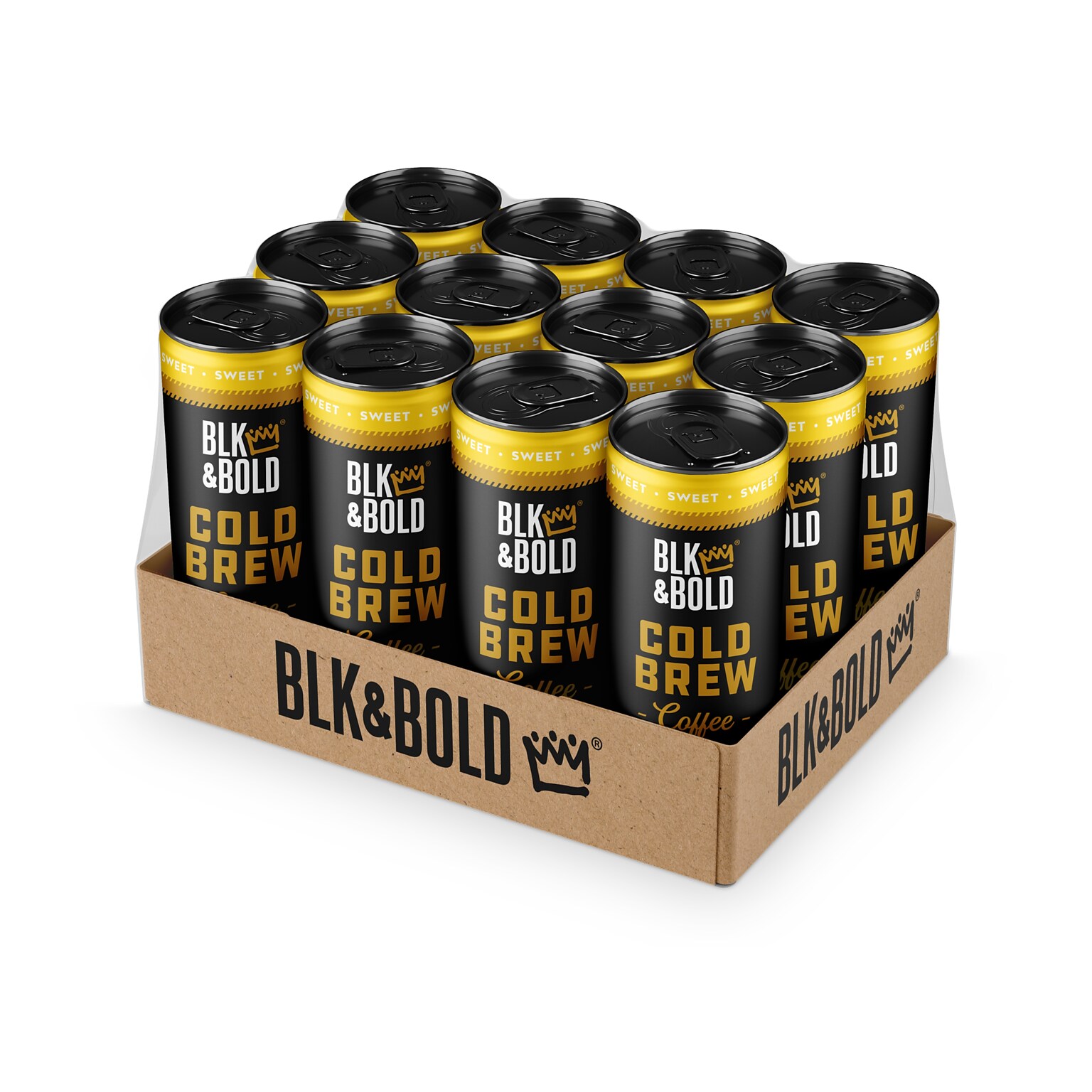 BLK & Bold Sweet Cold Brew Coffee, Dark Roast, 8 fl. oz., 12/Box (006