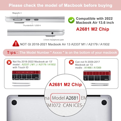Techprotectus Hard-Shell Case with Keyboard Cover, Rose Quartz, Apple 13" Macbook Air M2(TP-RQ-K-MA13M2)