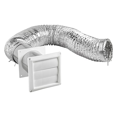 Lambro White 4" x 8' UL 2158A Transition Duct Louvered Vent Kit (1379W)