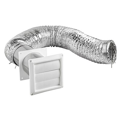 Lambro White 4" x 8' UL 2158A Transition Duct Louvered Vent Kit (1379W)