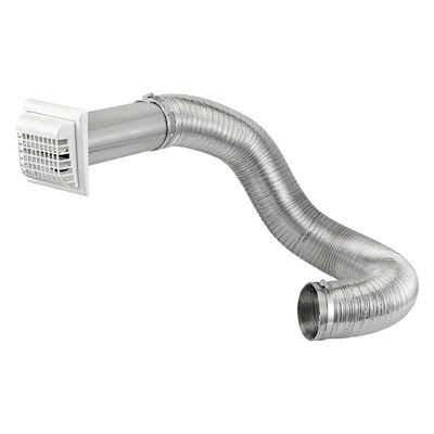 Lambro White 4" x 8' UL 2158A Premium Flexible Semi-Rigid Duct Louvered Vent Kit (1379WG-R)