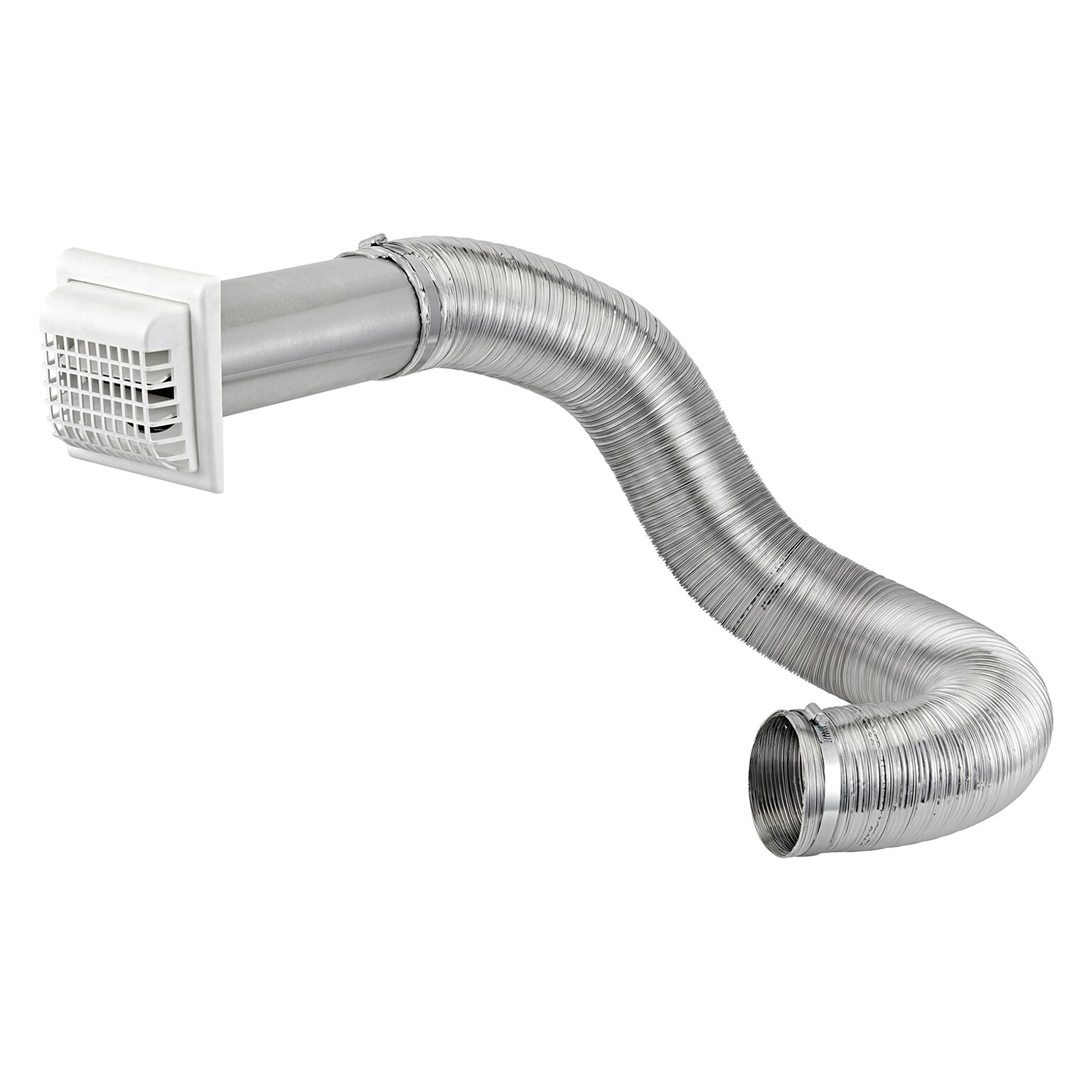 Lambro White 4 x 8 UL 2158A Premium Flexible Semi-Rigid Duct Louvered Vent Kit (1379WG-R)