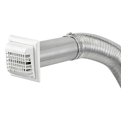 Lambro White 4 x 8 UL 2158A Premium Flexible Semi-Rigid Duct Louvered Vent Kit (1379WG-R)