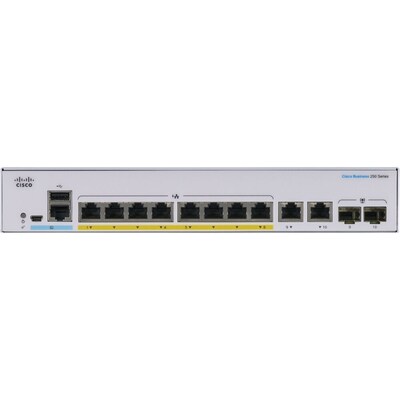 Cisco 250 8-Port Gigabit Ethernet Managed Switch, Silver (CBS2508PE2GNA)