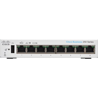 Cisco 250 8-Port Gigabit Ethernet Managed Switch, Silver (CBS2508TDNA)