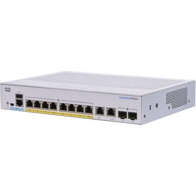Cisco 350 8-Port Gigabit Ethernet Managed Switch, Silver (CBS3508PE2GNA)