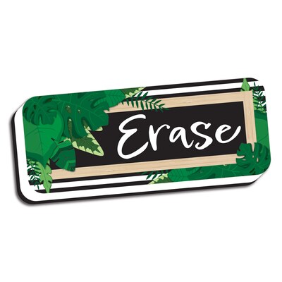Ashley Productions Magnetic Whiteboard Eraser, Boho Style Leaves with Border, 2 x 5, Pack of 6