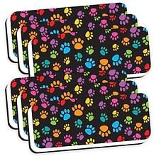 Ashley Productions® Magnetic Whiteboard Eraser, Colorful Assorted Paw Pattern, 2 x 5, Pack of 6