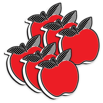Ashley Productions® Magnetic Whiteboard Eraser, Red Apple with Black and White Leaves, Pack of 6