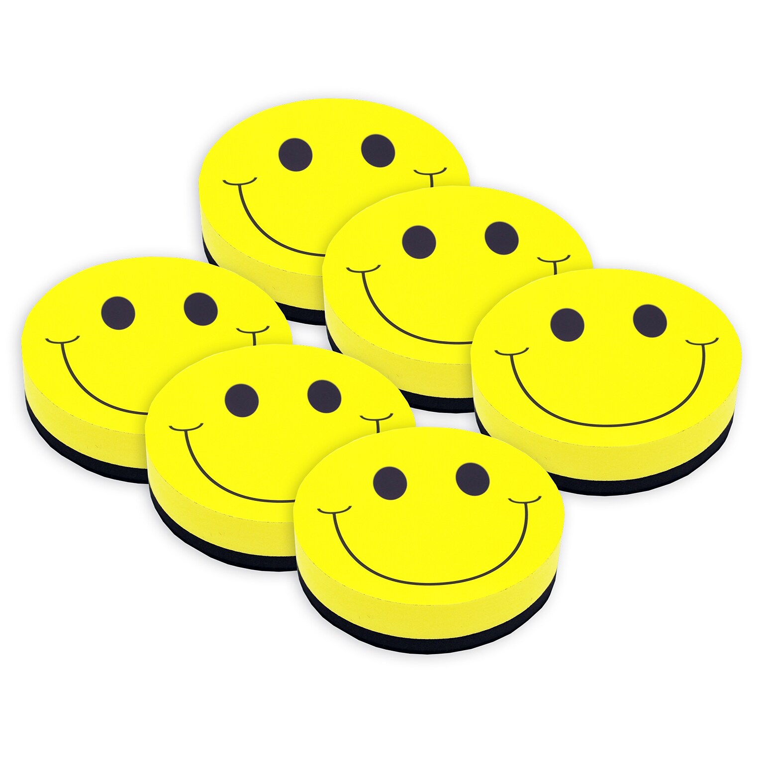 Ashley Productions® Magnetic Whiteboard Eraser, Smile Face, Pack of 6