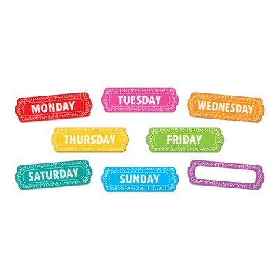 Ashley Productions® Magnetic Die-Cut Timesavers & Labels, Days of the Week, Chalk Loops, 8 Per Pack,
