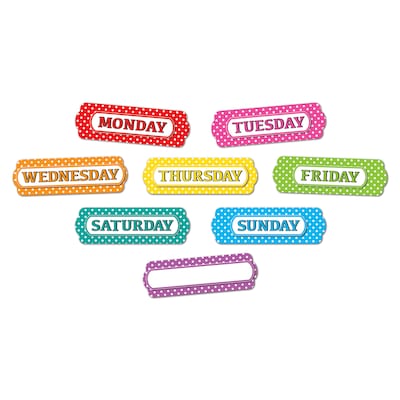 Ashley Productions® Magnetic Die-Cut Timesavers & Labels, Days of the Week, Assorted Colors, 8 Per Pack, 3 Packs