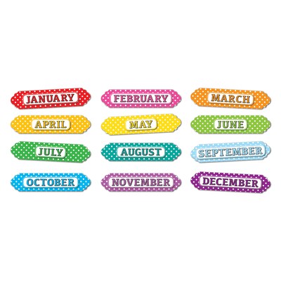 Ashley Productions® Magnetic Die-Cut Timesavers & Labels, Months of the Year, Assorted Colors, 12 Per Pack, 3 Packs