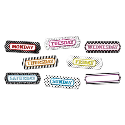Ashley Productions® Magnetic Die-Cut Timesavers & Labels, Days of the Week, Assorted Patterns, 8 Per Pack, 3 Packs
