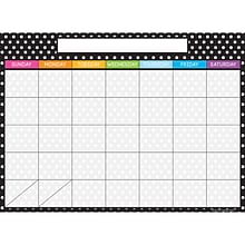 Ashley Productions® Smart Poly PosterMat Pals Space Savers, 13 x 9.5, BW Dots Calendar, Pack of 10