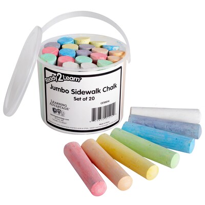 Learning Advantage Ready 2 Learn Jumbo Sidewalk Chalk, Multicolor, 20/Tub, 3 Tubs/Bundle (CE-10014-3)