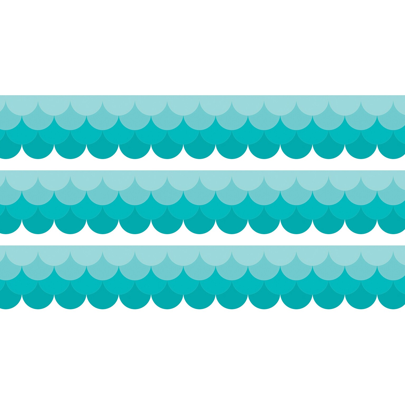 Creative Teaching Press Scallops EZ Borders/Trim, 2.75 x 48, Turquoise Painted Palette Ombre, 3/Pack (CTP10533-3)
