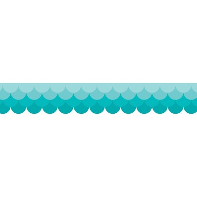 Creative Teaching Press Scallops EZ Borders/Trim, 2.75 x 48, Turquoise Painted Palette Ombre, 3/Pa