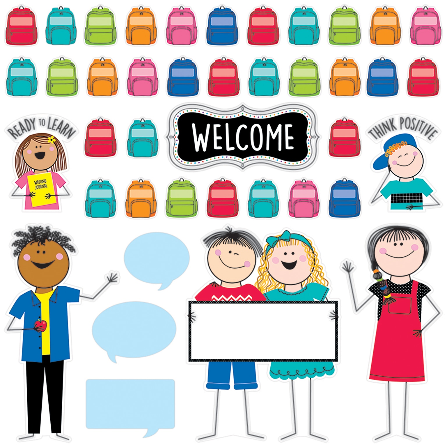 Creative Teaching Press Stick Kids All Are Welcome  Bulletin Board Set, 41/Set (CTP10669)