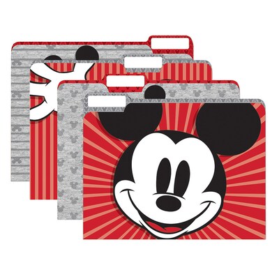 Eureka Mickey Mouse Throwback File Folders, Straight Cut, Letter Size, Assorted Colors, 4/Pack, 6 Pa