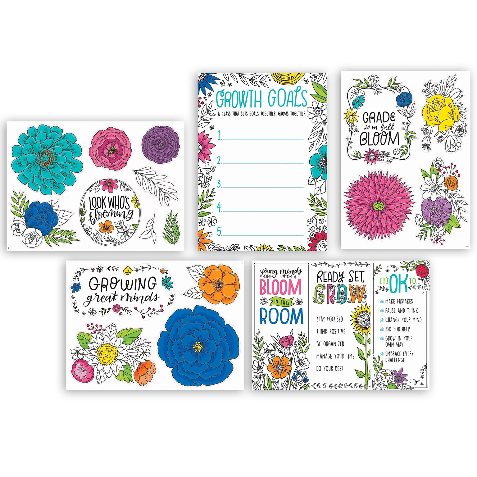 Creative Teaching Press Bright Blooms Blooming Minds Bulletin Board Set, 20/Set (CTP10690)