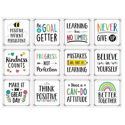 Creative Teaching Press Positive Mindset 10 Designer Cut-Outs, 12/Pack, 3/Bundle (CTP10815-3)