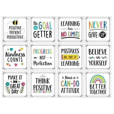 Creative Teaching Press Positive Mindset 10 Designer Cut-Outs, 12/Pack, 3 Pack/Bundle (CTP10815-3)