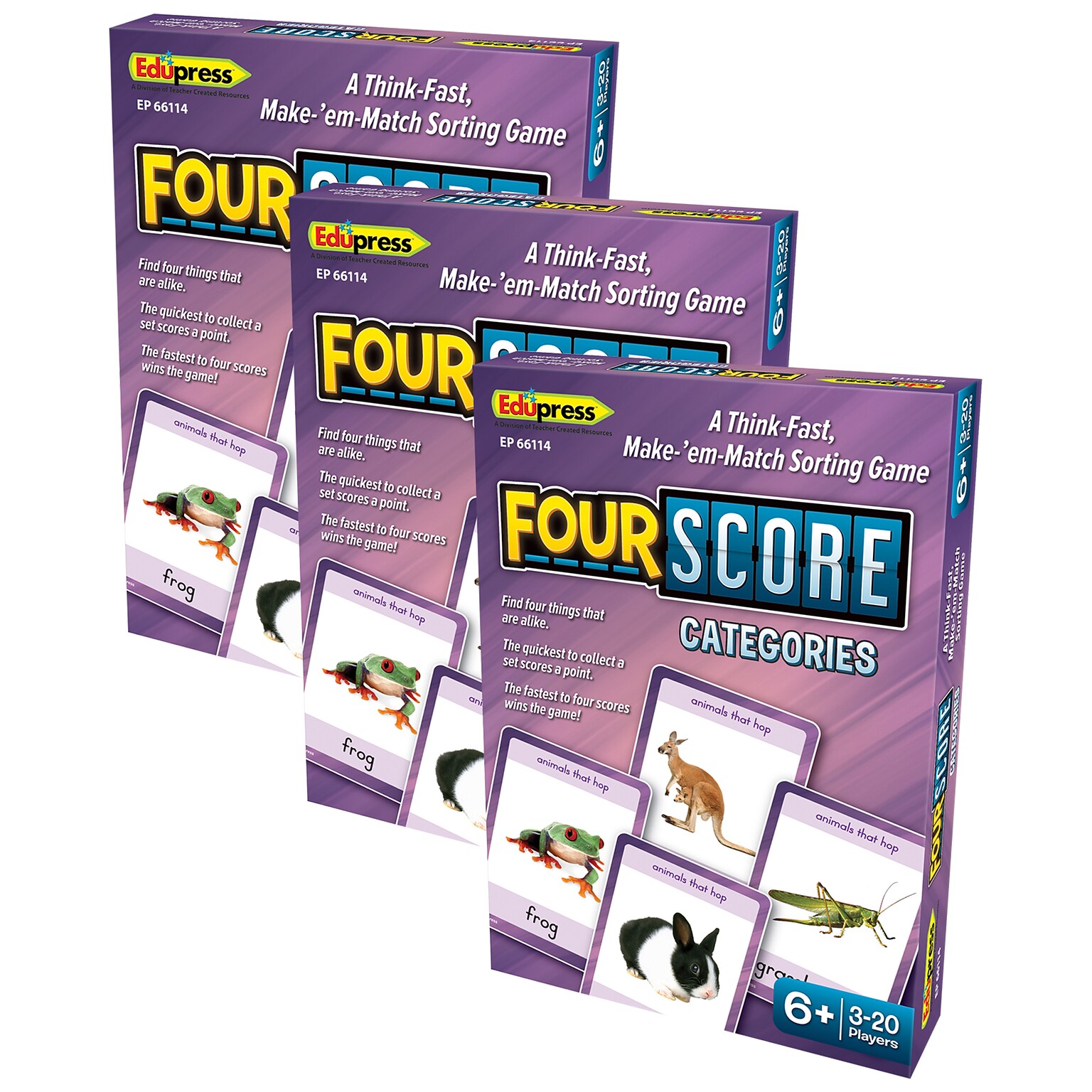 Teacher Created Resources® Four Score Card Game: Categories, Pack of 3 (EP-66114-3)
