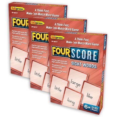 Teacher Created Resources® Four Score Card Game: Sight Words, Pack of 3 (EP-66117-3)