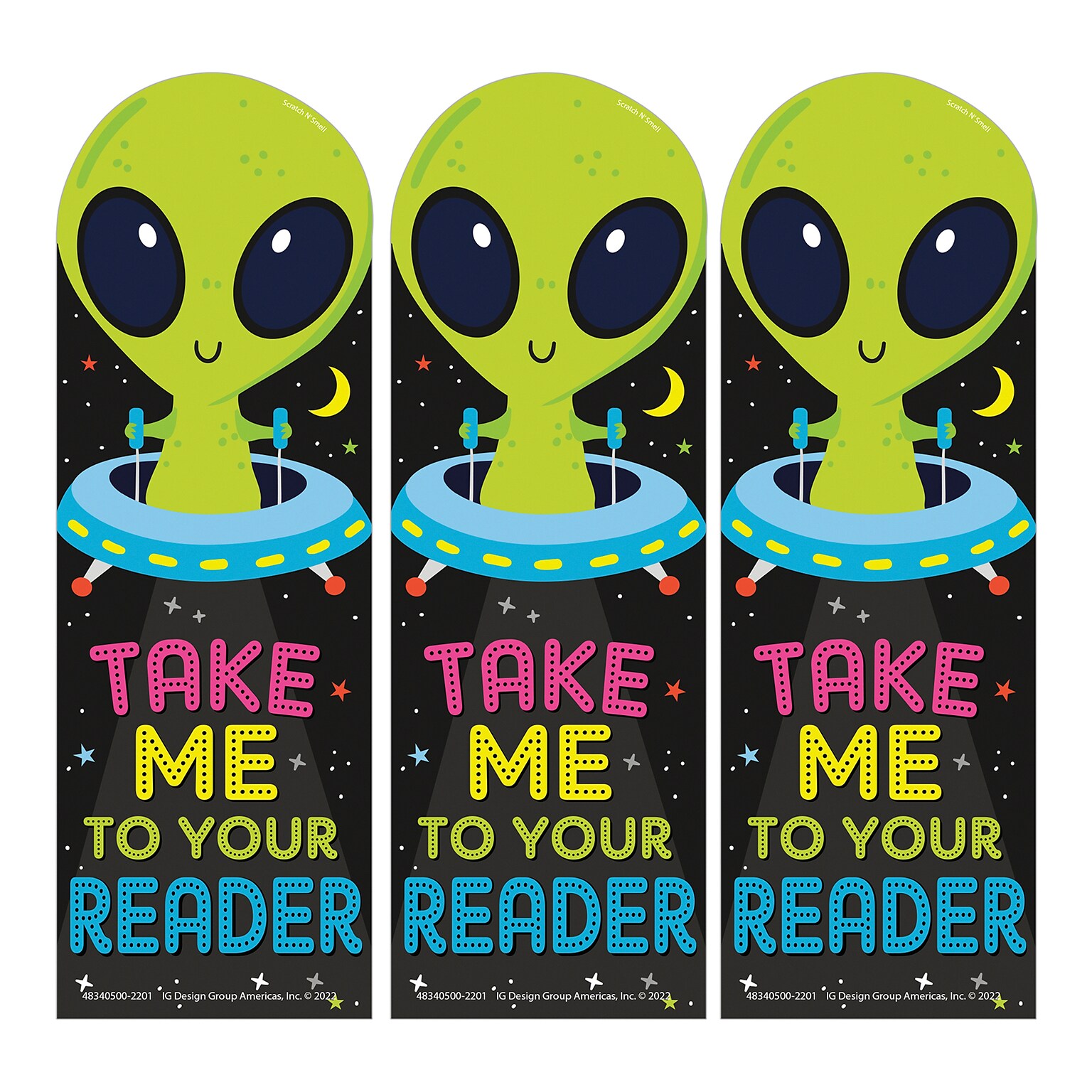 Eureka Take Me To Your Reader Green Apple Scented Bookmarks, Multicolor, 24/Pack, 3 Packs/Bundle (EU-834050-3)