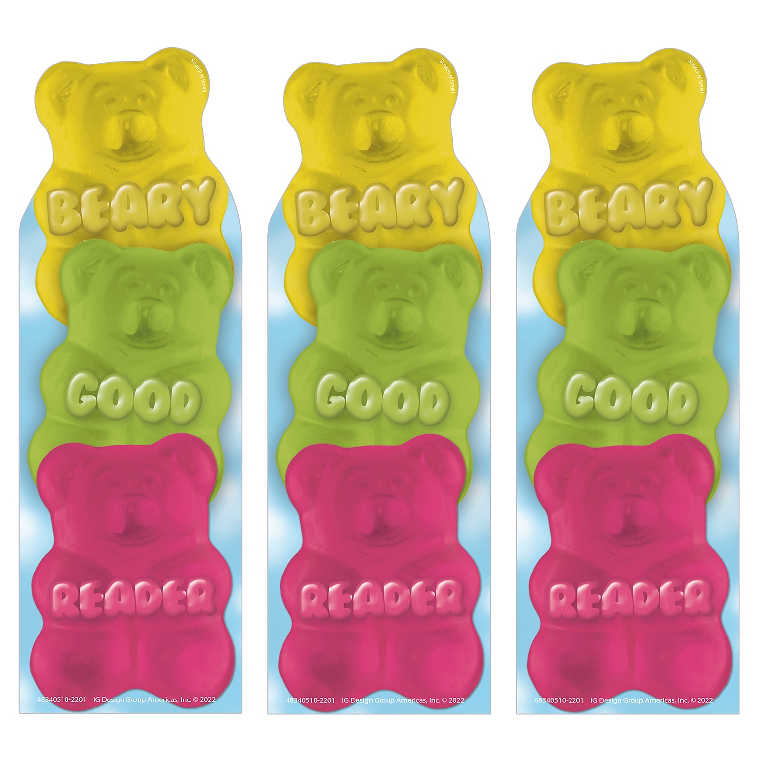 Eureka Beary Good Reader Gummy Bear Scented Bookmarks, Multicolor, 24/Pack, 3 Packs/Bundle (EU-834051-3)