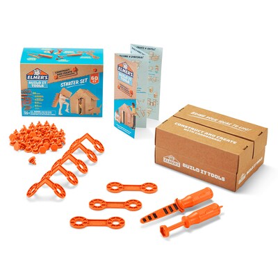 Elmer's Build It Tools Starter Set, Tan, 60 Pieces (ELM2153299)
