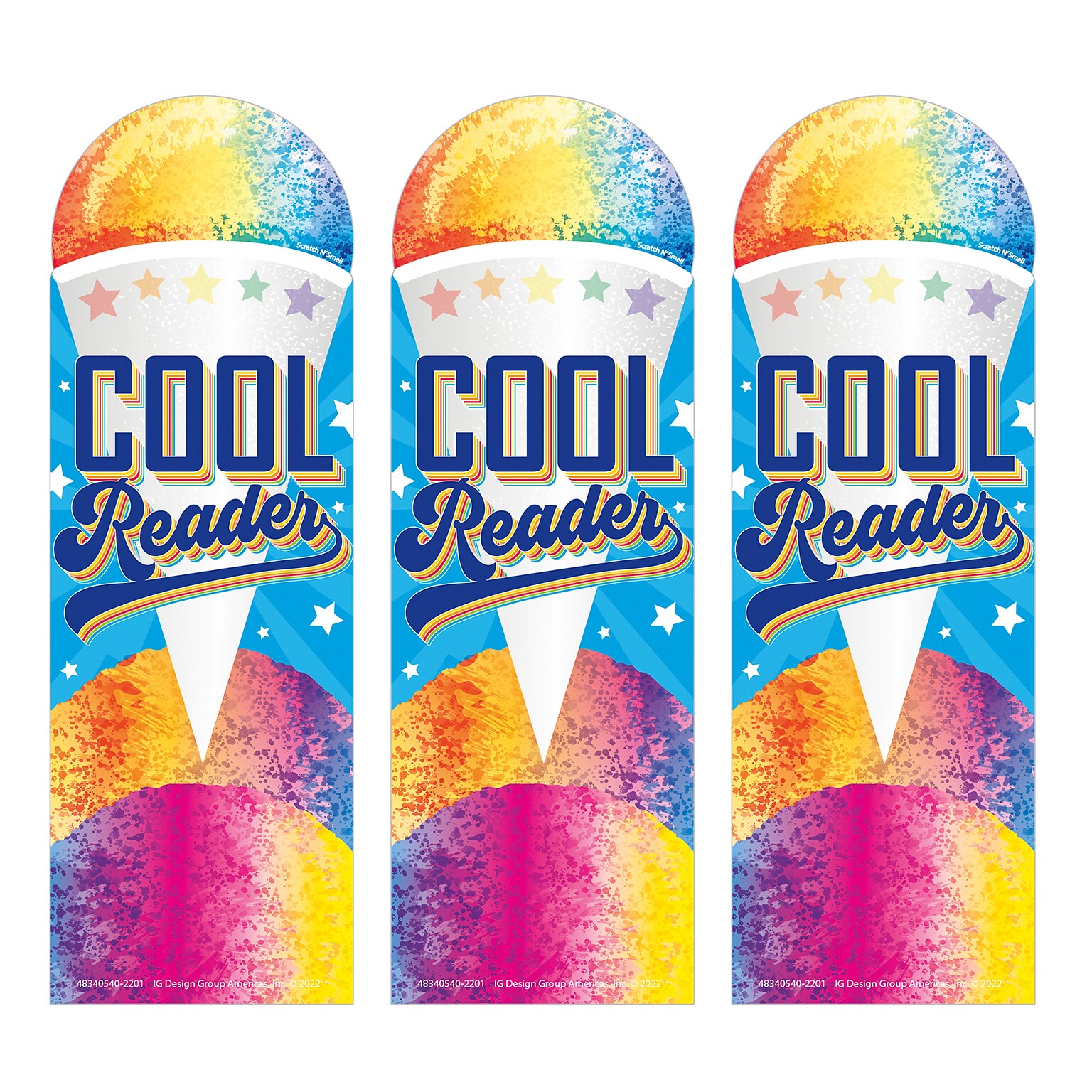 Eureka Cool Reader Snow Cone Scented Bookmarks, Multicolor, 24/Pack, 3 Packs/Bundle (EU-834054-3)