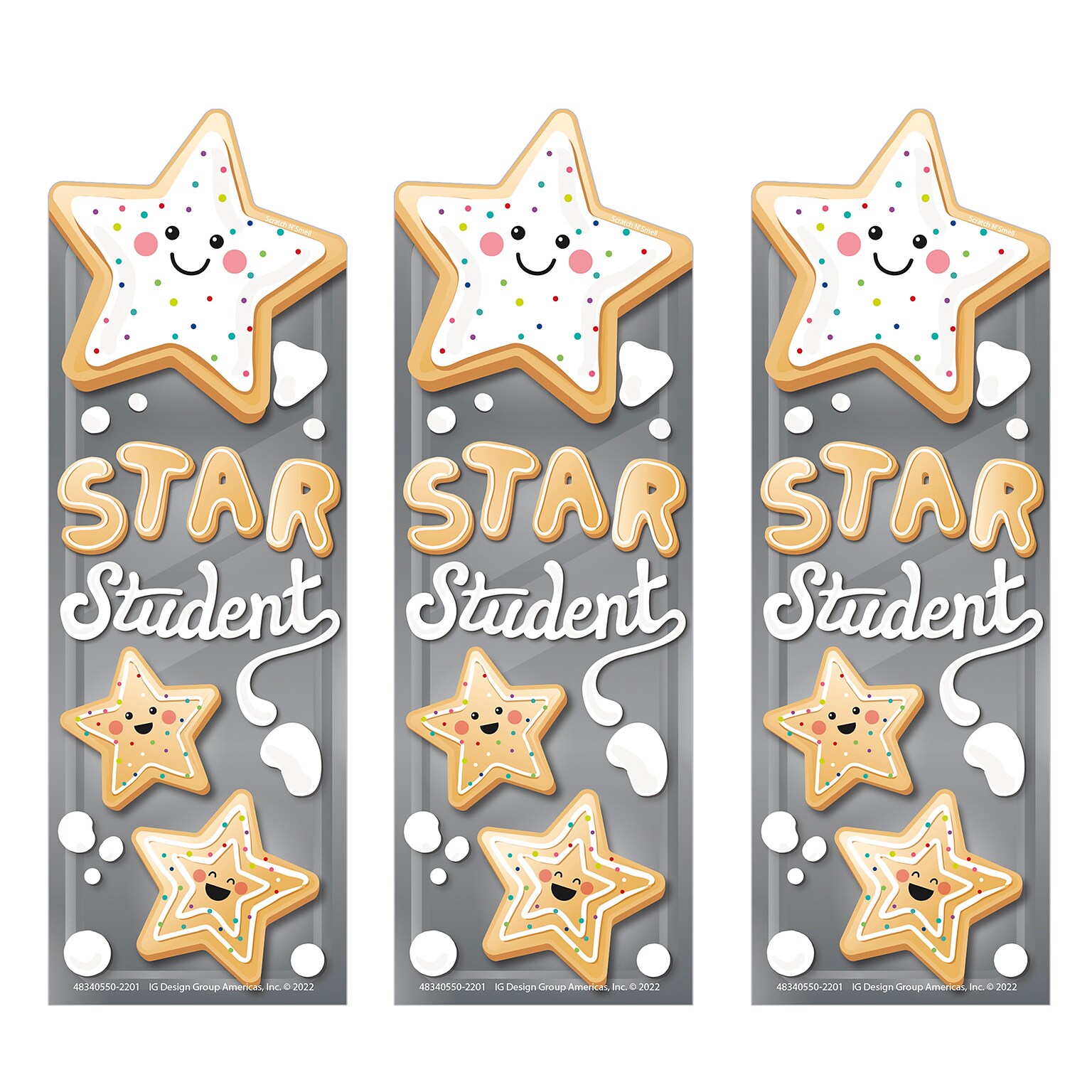 Eureka Star Cookies Sugar Cookie Scented Bookmarks, Multicolor, 24/Pack, 3 Packs/Bundle (EU-834055-3)