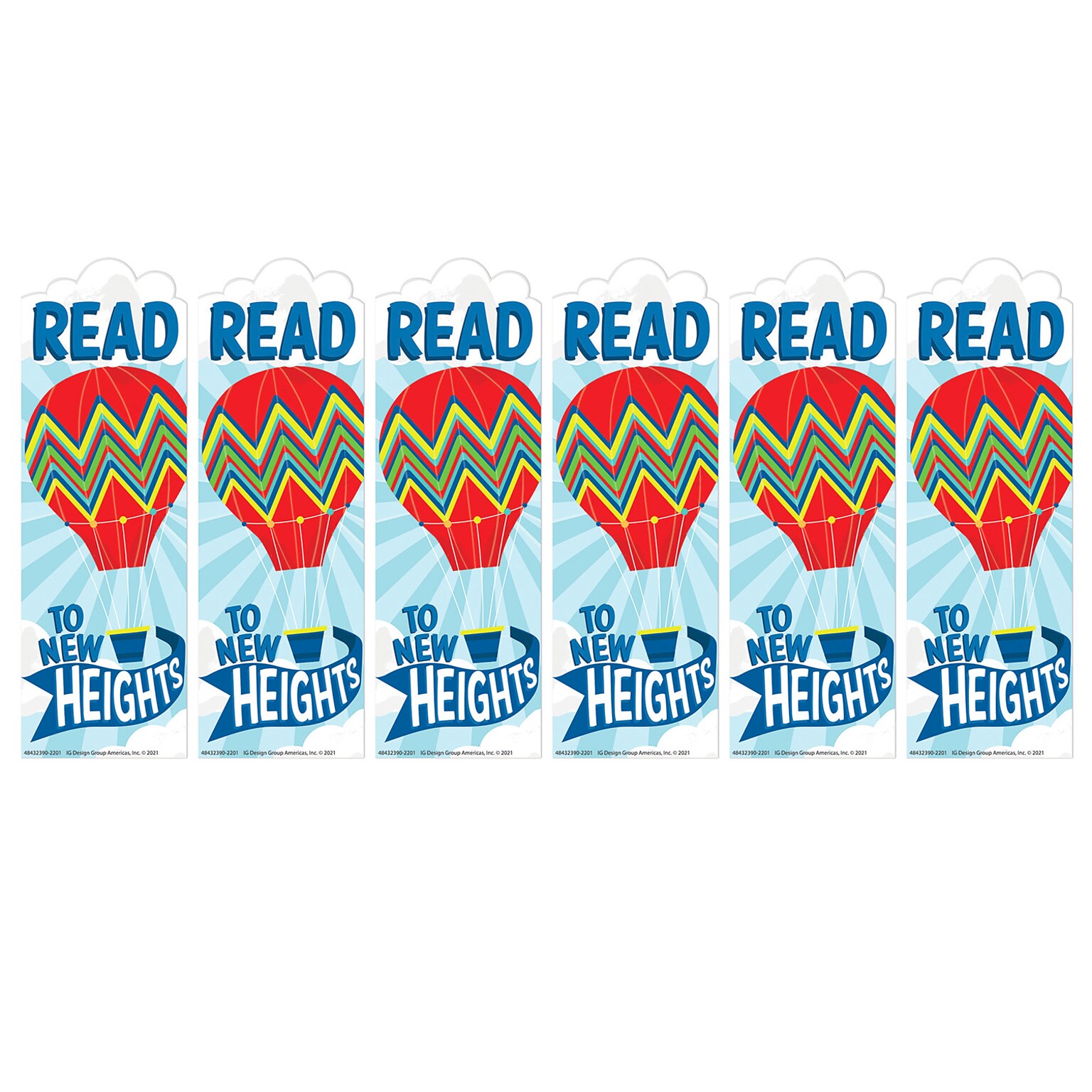 Eureka Hot Air Balloon New Heights Bookmarks, Multicolor, 36/Pack, 6 Packs/Bundle (EU-843239-6)